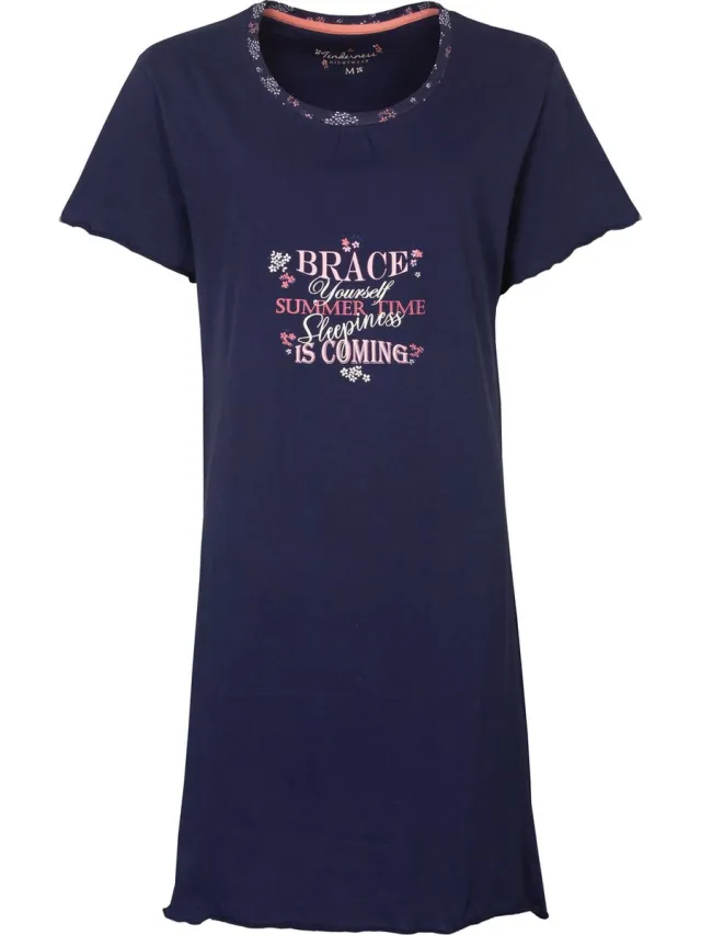 Tenderness Dames Nachthemd - 100% Katoen - Blauw