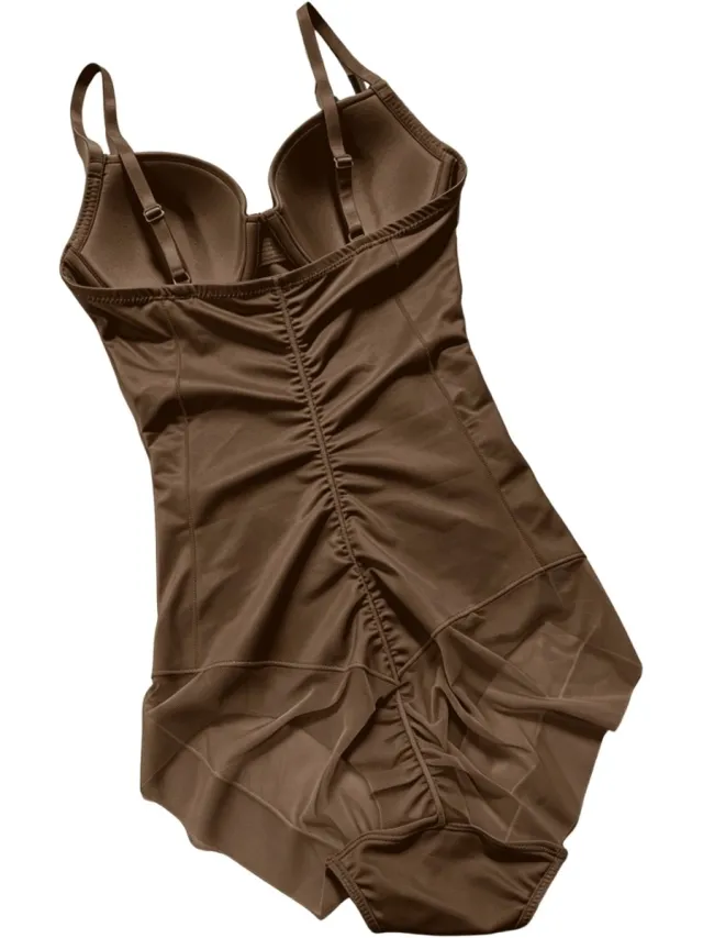 Currero Bodysuit Dames - Shapewear - Bodystocking - Corrigerende Body - Ingebouwde BH - Vormgevend & Afslankend Effect - Bruin