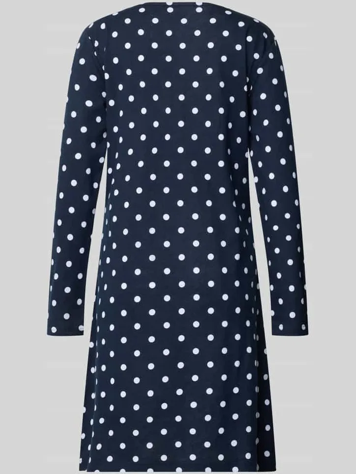 LOUIS & LOUISA Nachtjapon in all-over look met stitching donkerblauw, foto 2