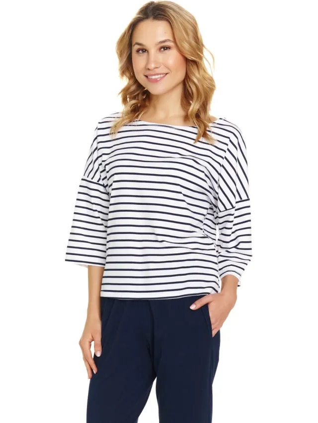 Doctor Nap Dames Pyjama Winter Grote Maten Marine PB.7122 38 / Wit