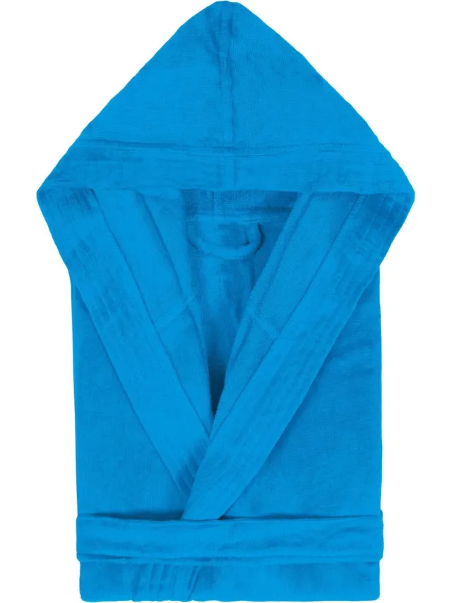 Duplex Cool Badjas met Capuchon Uni Cool Velours Turquoise col 2334
