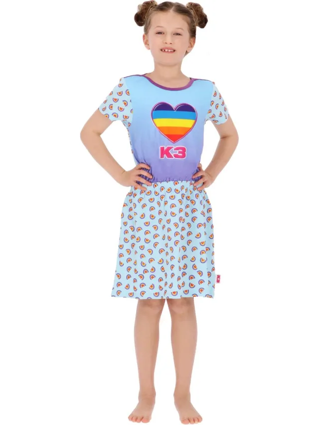 K3 Nachtjapon Regenboog 134/140- K3 slaapkamer K3 Nachtjapon Regenboog 134/140