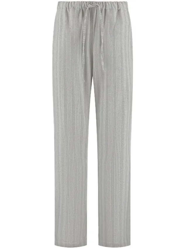 Yumeko pyjamabroek dames flanel lichtgrijs/wit stripe s Light Grey-White Stripe