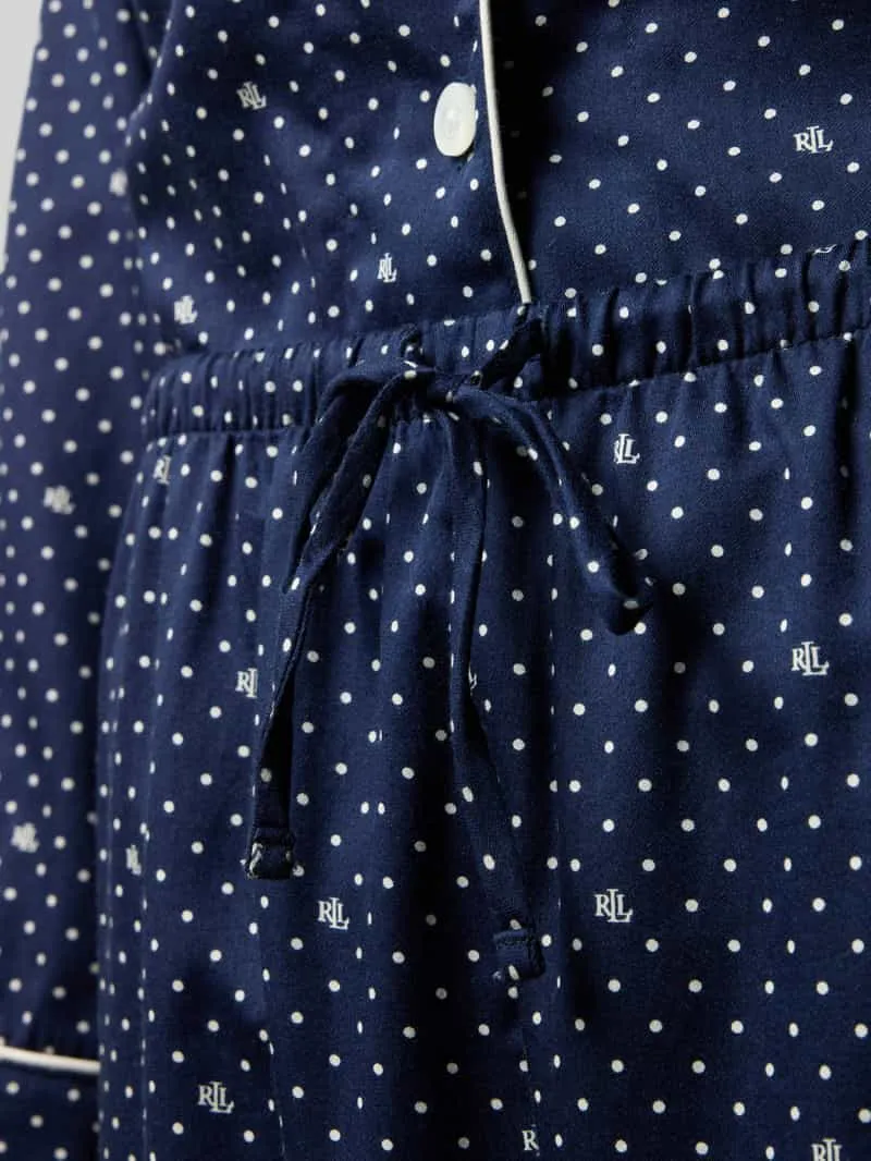 Lauren Ralph Lauren Regular fit pyjama-set van katoen- en viscosemix donkerblauw, foto 2