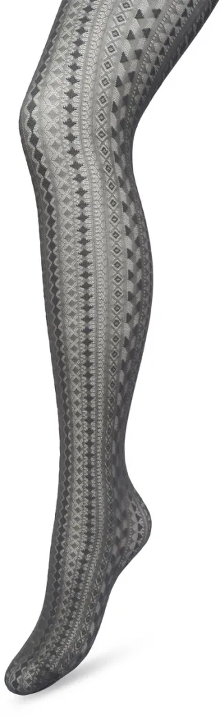 Bonnie Doon Grafische Panty 40 Denier Grijs Dames - Grafisch - Print - Gladde Naden - Maximaal Draagcomfort - Chique Panty - Geometrie Tights - Feestelijk - Castlerock - BP221902.169
