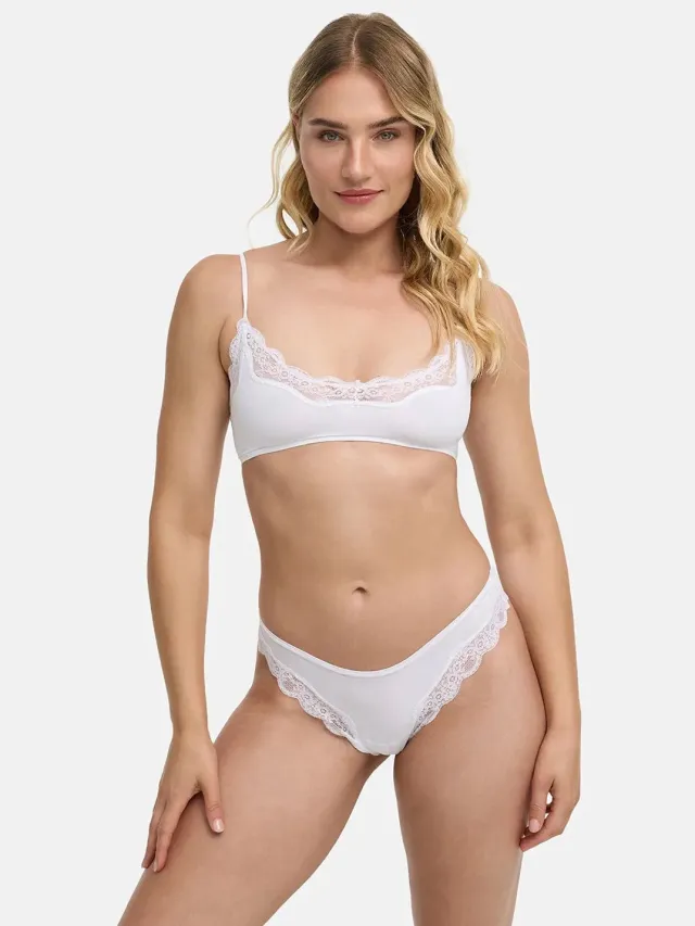 cfab Kanten bralette - Wit - BH Zonder Beugel Voorgevormd - Ondergoed - Naadlos
