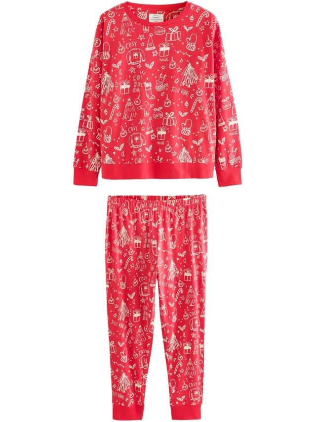 Next Dames - Matching Family kerstpyjama met lange mouwen - Tall - Rood Red Jolly Vibes