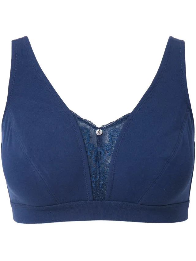 Ulla Popken Dames - Bralette kantinzet zonder beugel - Nachtblauw