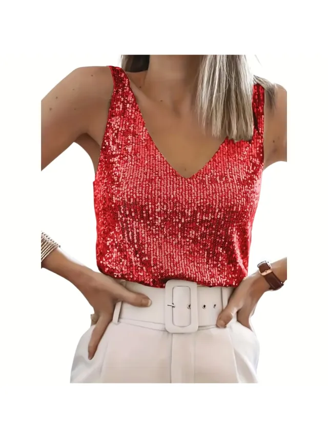 Currero Topje Dames - Top Kleding - Shirt - Blouse - Kort - Volwassen - Rood