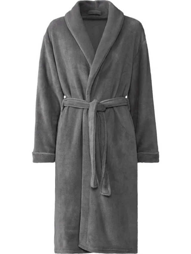livarno Home Dames Badjas - (Maat: S, Donkergrijs) - Materiaal: polyester - Kenmerken: met sjaalkraag - Met strikceintuur - Aangenaam zacht - Absorberend en sneldrogend