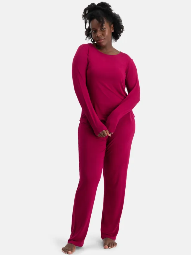 Bamboo Basics Nina pyjamaset donkerrood