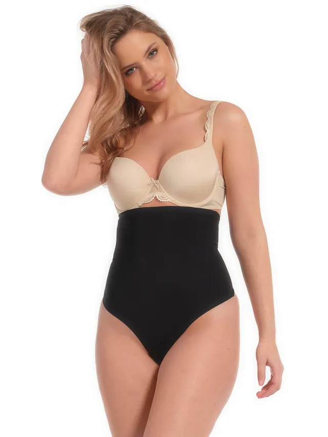 MAGIC Bodyfashion seamless high waist sterk corrigerende string Maxi Sexy Hi-Thong zwart