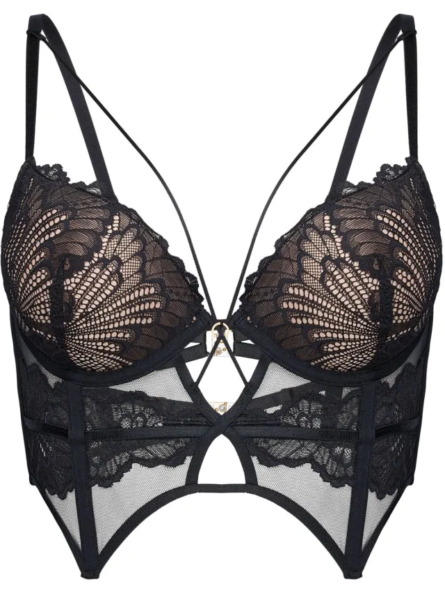 ESOTIQ Sonia - Push-up bustierbeha - Zwart - Kanten cups - Beugel
