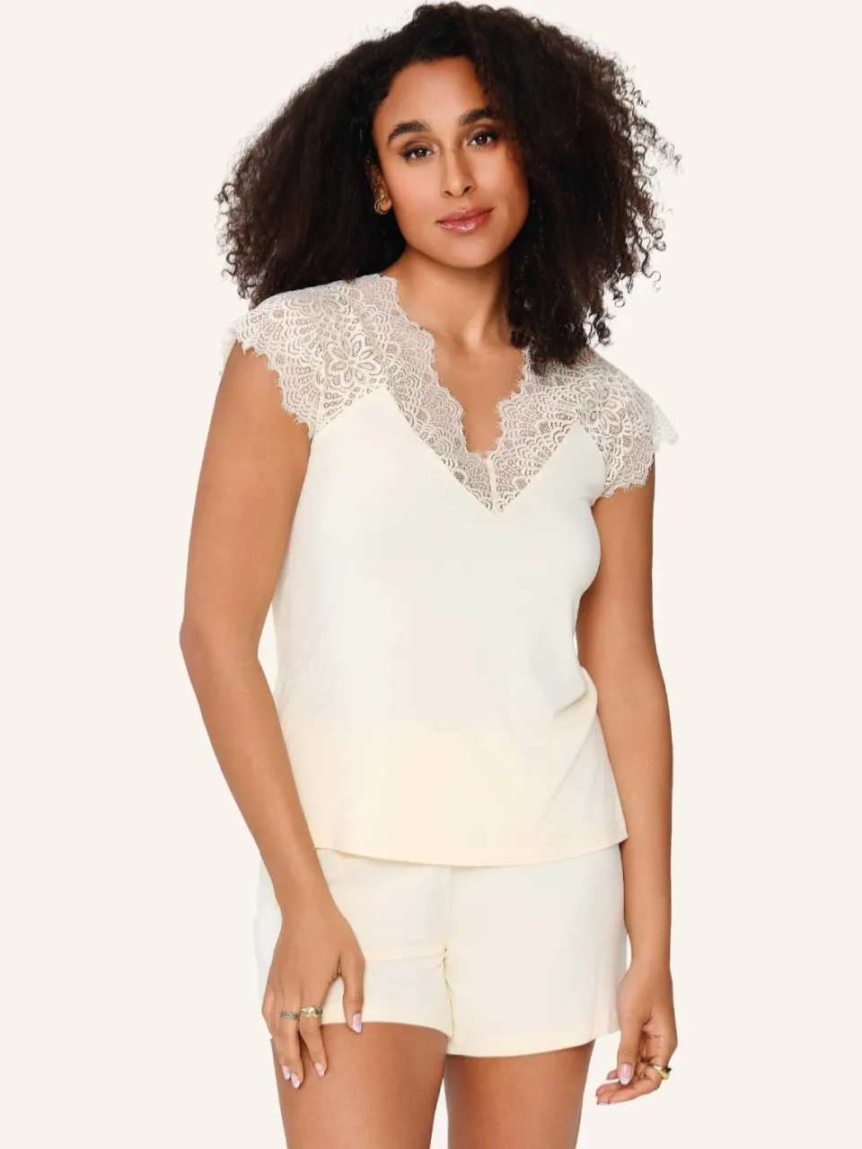 Lingadore Shortama set Gebroken wit