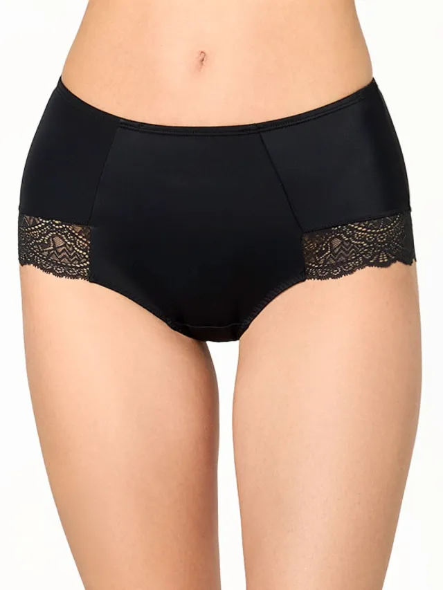 nur die Shapingslip Smooth Midwaist Lace Slip Shapewear zwart