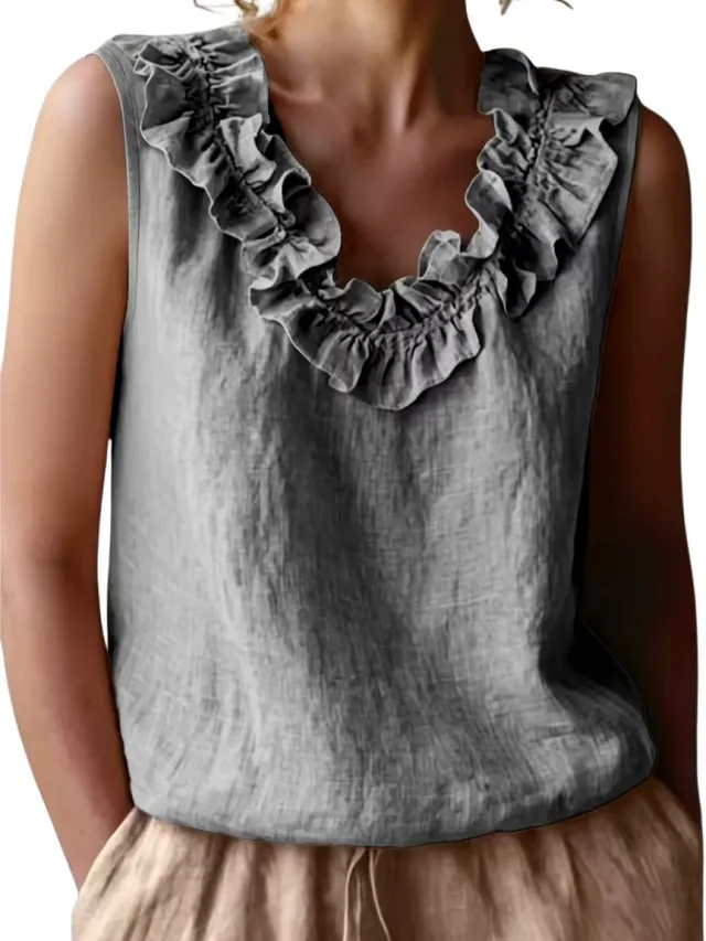 Currero Topje Dames - Top Kleding - Shirt - Blouse - Kort - Volwassen - Grijs