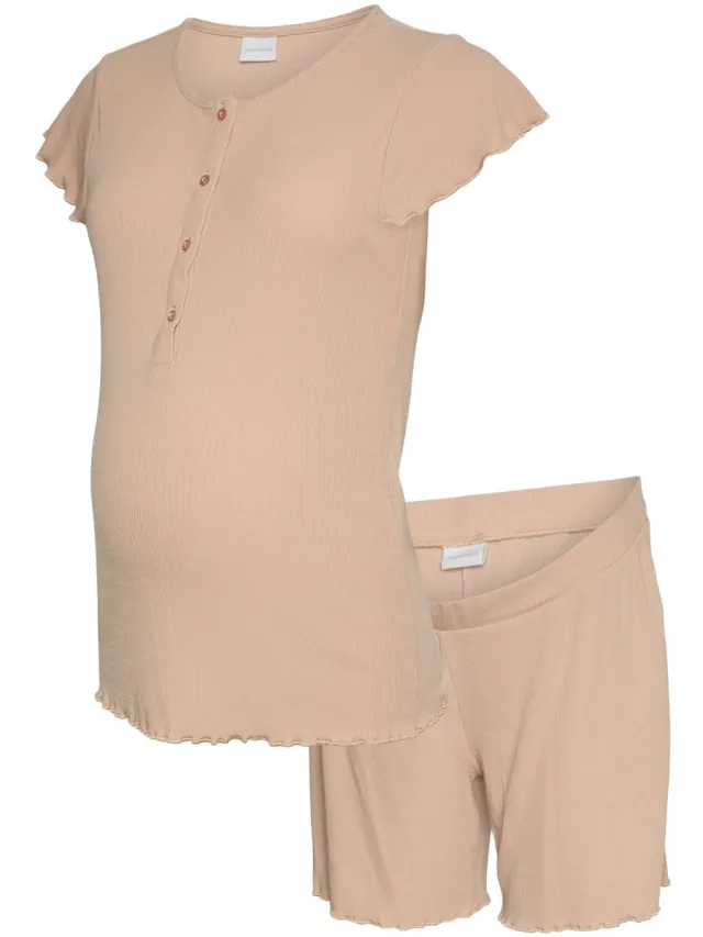 Mamalicious MLLAMIE LIA CAP JRS PYJAMAS 2F - Dames - Pyjamas Misty Rose