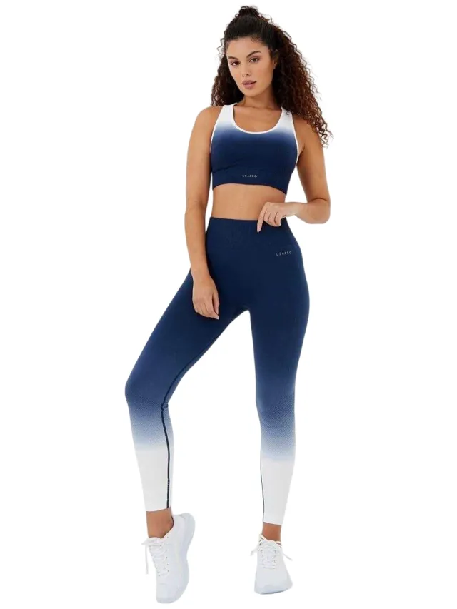 USA Pro Naadloze sportbeha met ombre-effect voor dames (Marine, Wit)