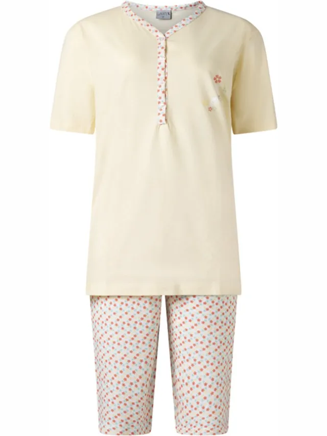 Lunatex dames shortama 124220 - zomer pyjama - geel