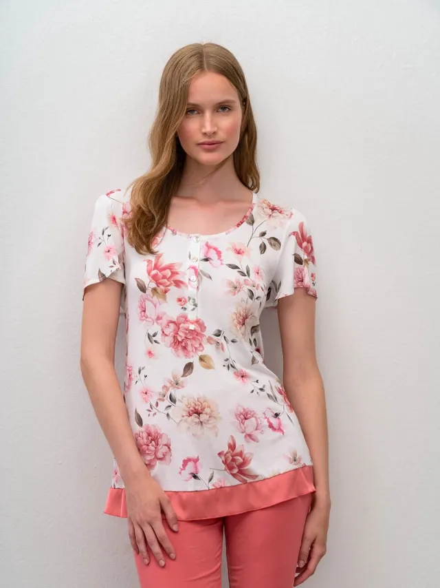 Vamp! Pyama voor dames Micromodal Red Dahlia 16047/583 6XL Roze
