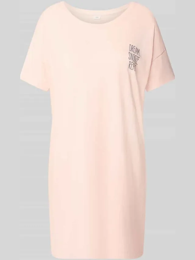 s.Oliver comfort fit pyjama van katoen- en viscosemix model 'Perfect Nights Nachthemd' Lichtroze