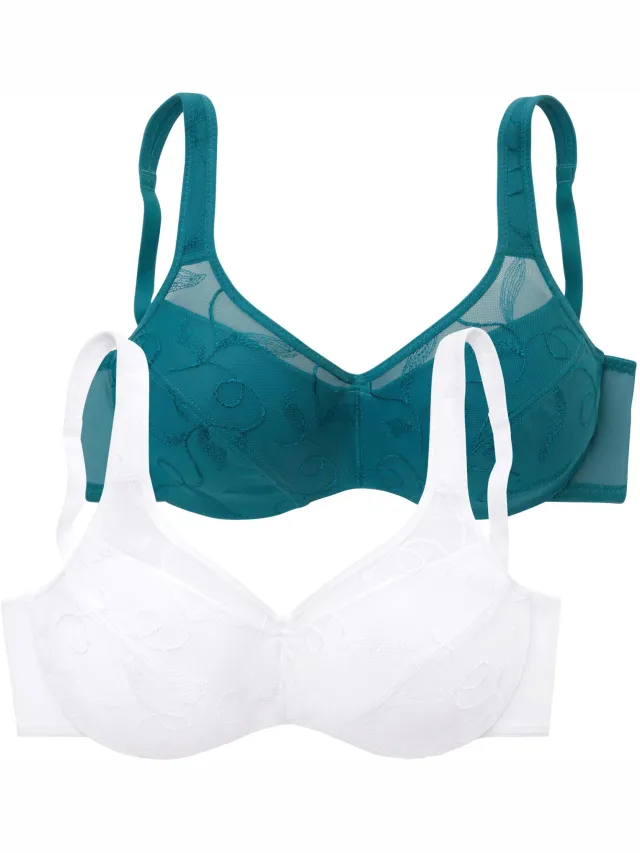 minimizer-beha Petite Fleur set van 2 petrol en wit, foto 2