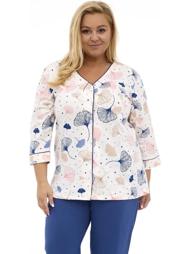 Cornette Dames Pyjama Winter Grote Maten Tess 842/394 46 / Blauw