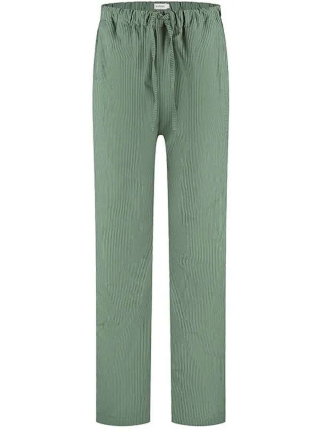 Yumeko pyjamabroek unisex katoen TENCEL™ groen/wit stripe s Green-White Stripe