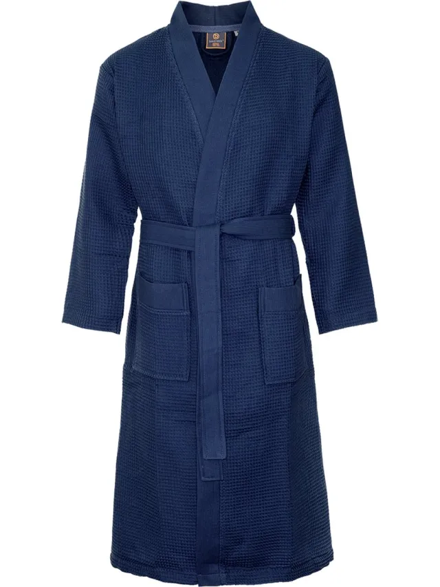 Badrock Sauna badjas wafel - biologisch katoen - marineblauw 3XL - blauwe unisex badjas - wafel badjas blauw - Oeko-Tex - kimono - wafel badjas dames - wafel badjas heren - marineblauw
