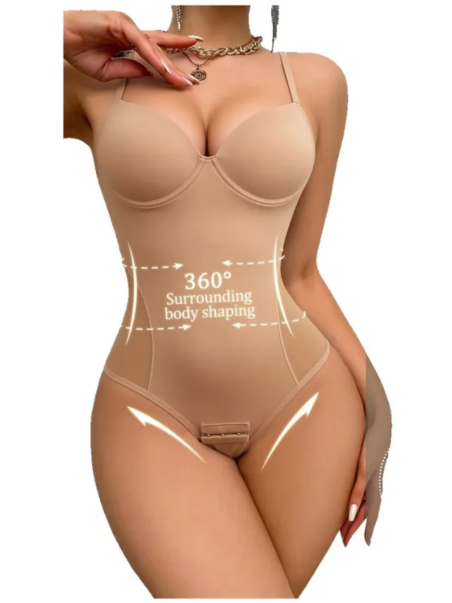 Currero Bodysuit Dames - Shapewear - Bodystocking - Corrigerende Body - Ingebouwde BH - Vormgevend & Afslankend Effect - Abrikoos