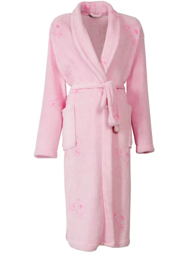 Tenderness Dames Badjas - Fleece - Sjaalkraag - Zacht Roze