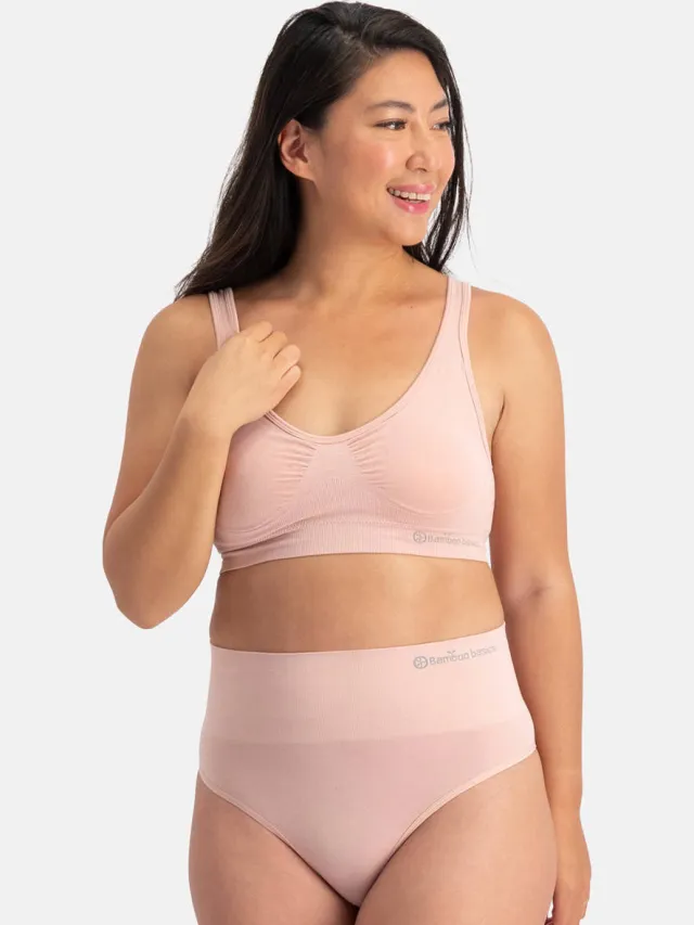 Bamboo Basics seamless corrigerende high waist string Zoey (set van 3) lichtroze
