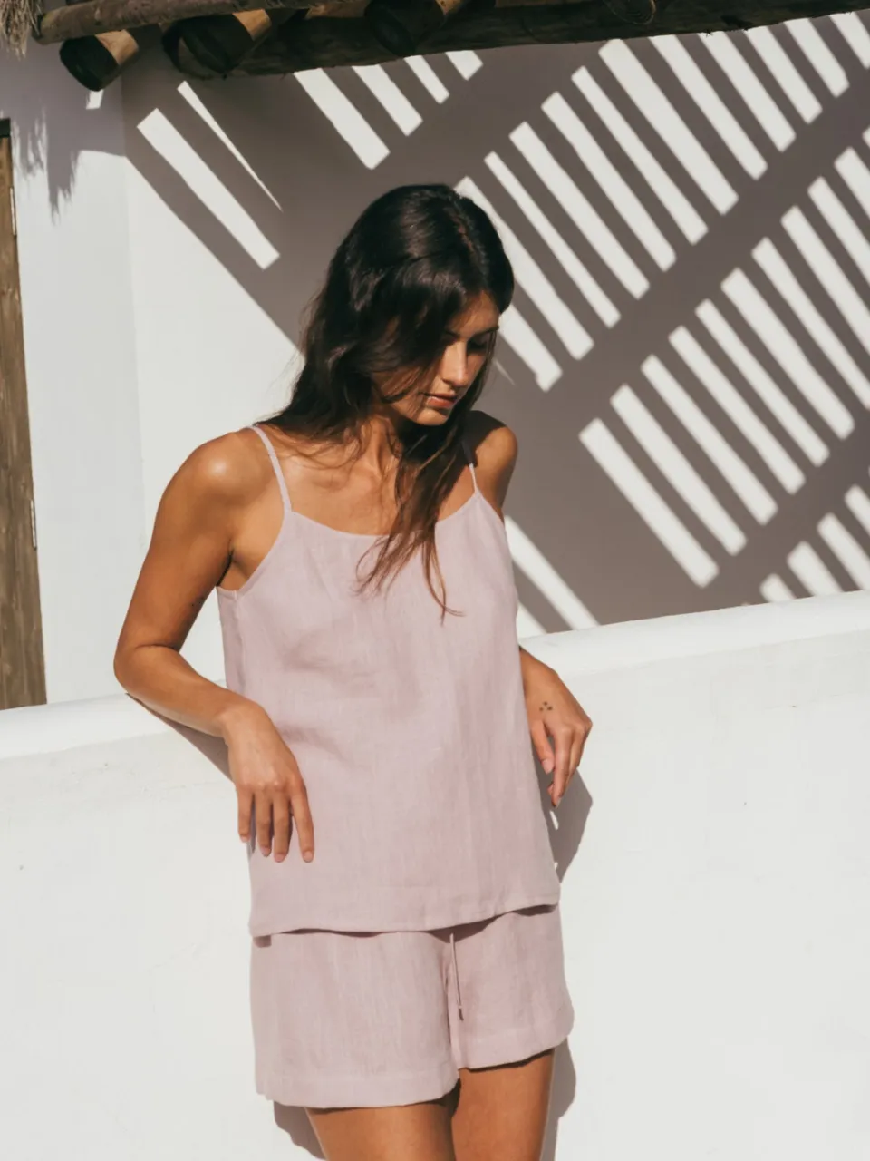 AmourLinen dames vegan Pyjamaset Night Owl Oudroze, foto 2