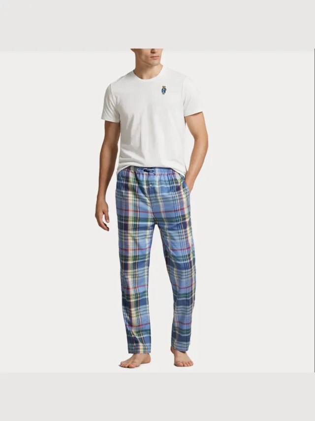 Ralph Lauren , pyjamabroek, geruit, flanel blauw