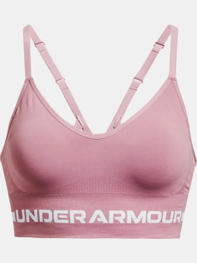 Under Armour UA Seamless Low Long Bra Dames Sportbeha Roze