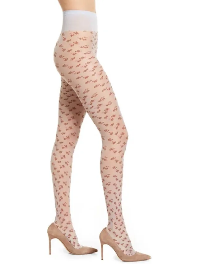 Oroblu 20 den blossom crystal colors fantasie panty maat S wit