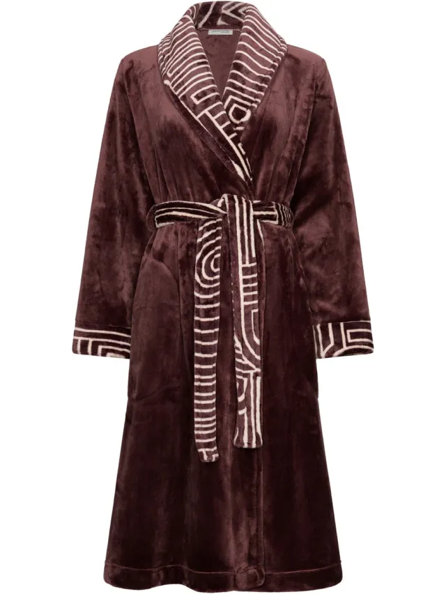 Pastunette Premium - Badjas - Lunar Lines - Flannel Fleece - Paars