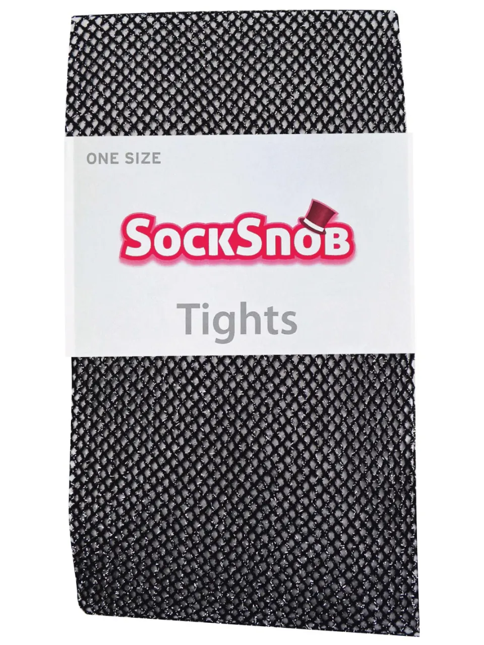 Sock Snob Visnet panty met hoge taille voor dames met glitter - Zilver