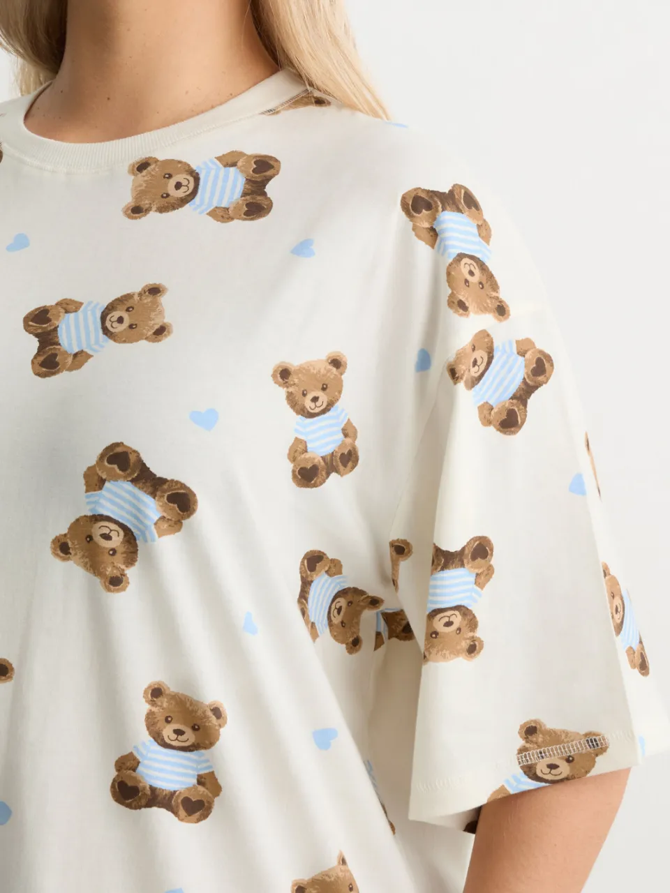 Yours Ivoorwit Teddy Print Slaapshirt Nachthemd-42, foto 5