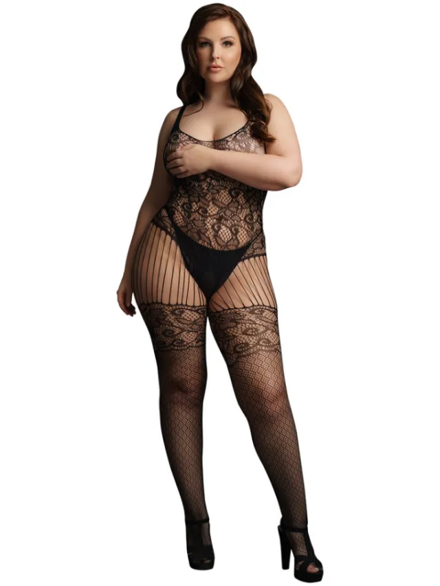Le Désir by Shots Kant en Visnet Bodystocking - Plus Size