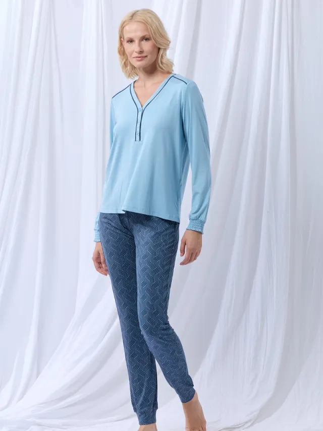 Woody 252-50-XPD-Z/860-pyjama-L lichtblauw