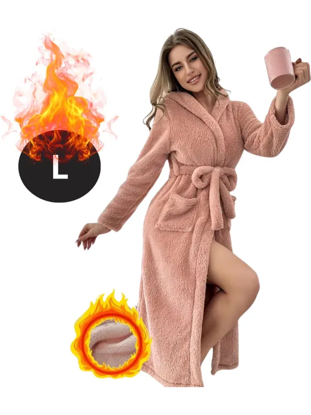 Bovista Badjas Dames - Fleece - Katoen - Badstof - Sauna - Hamam - Wafel - Bathrobe - Duster - Ochtendjas - Kimono - Perzik