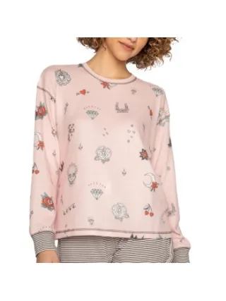 PJ Salvage Livin On The Edge Long Sleeve Shirt Roze,Versch.kleure/Patroon