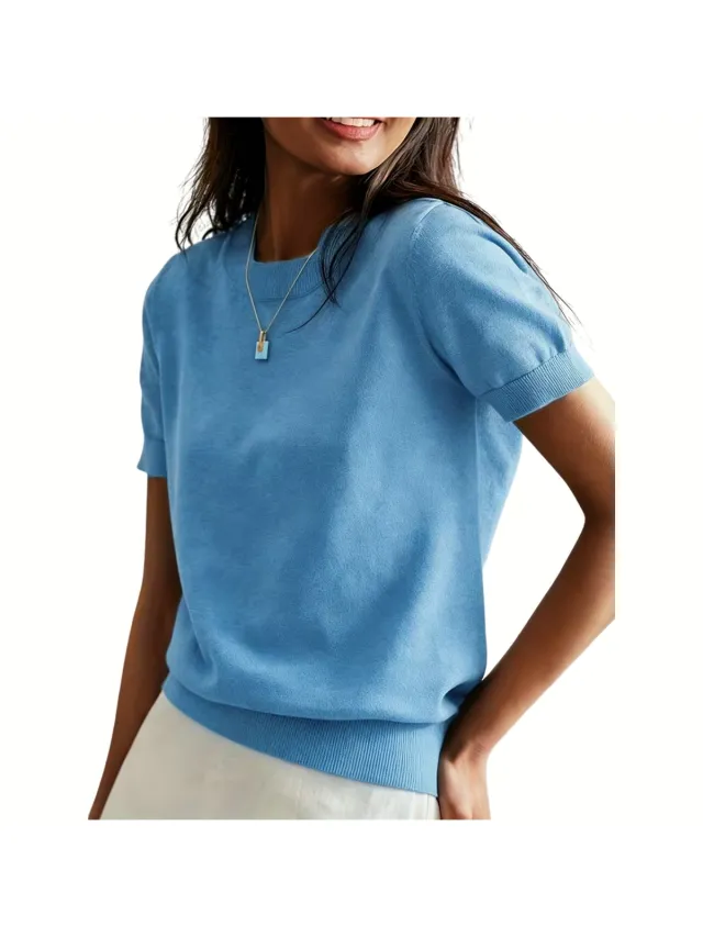 Currero Topje Dames - Top Kleding - Shirt - Blouse - Kort - Volwassen - Pauw Blauw