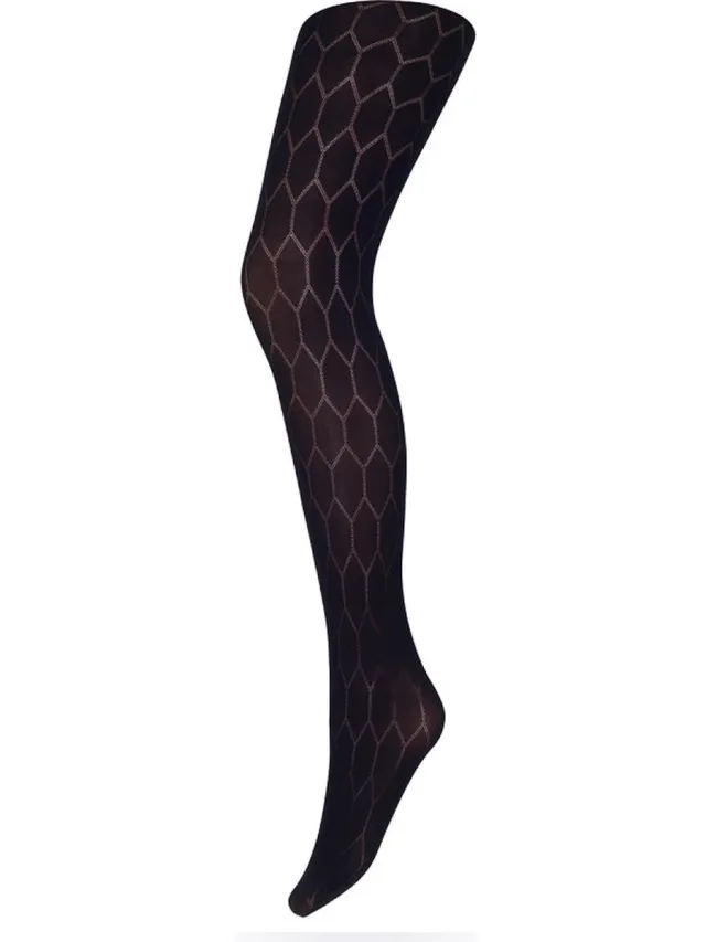 Marianne Fashion Tights 70 Denier - Stijlvolle Panty met Hexagon Patroon - Kleur: Marine Marine S/M