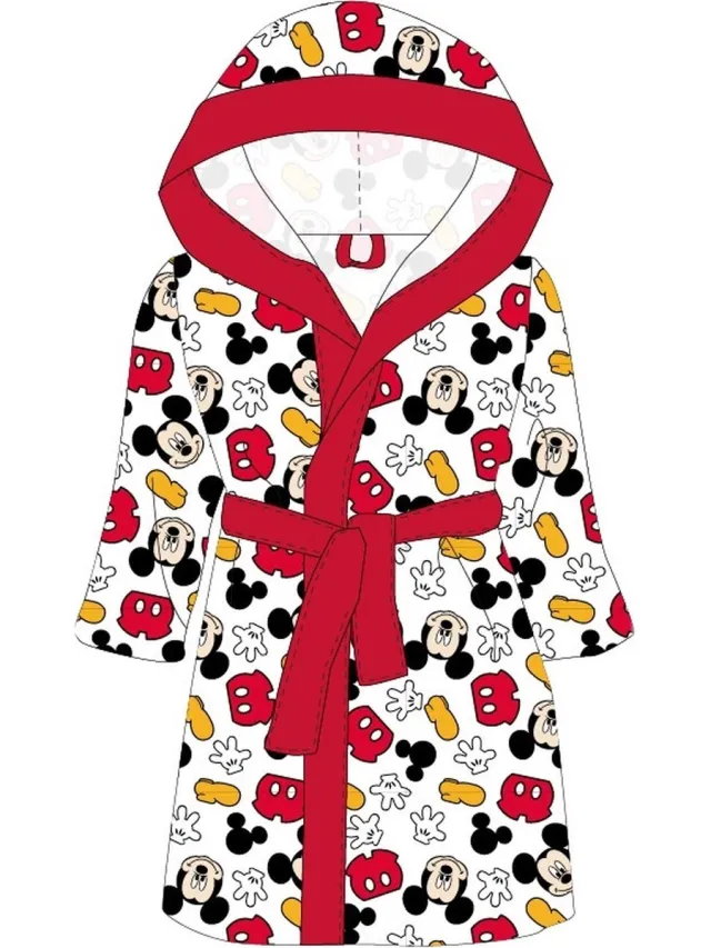Disney Mickey Mouse badjas wit/rood coral fleece Multi