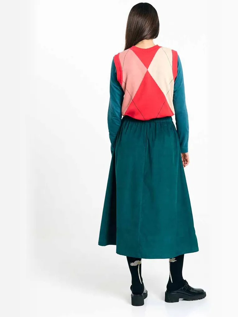 SUITE13LAB dames vegan Corduroy Rok Dax Donkergroen groen, foto 2