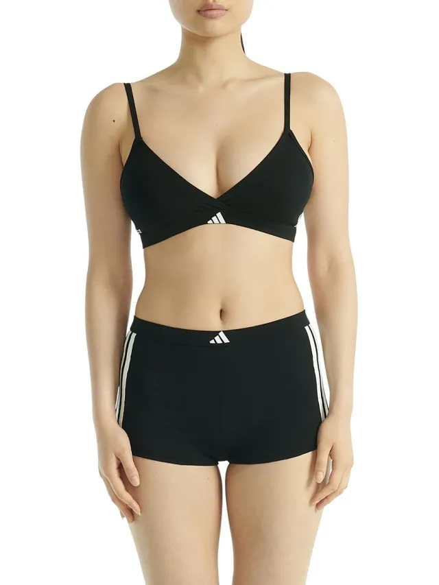 Adidas Sportswear TRIANGLE WRAP BRALETTE - Sport Active Essentials Cotton 3 Stripes – Damen Onderbroek - zwart