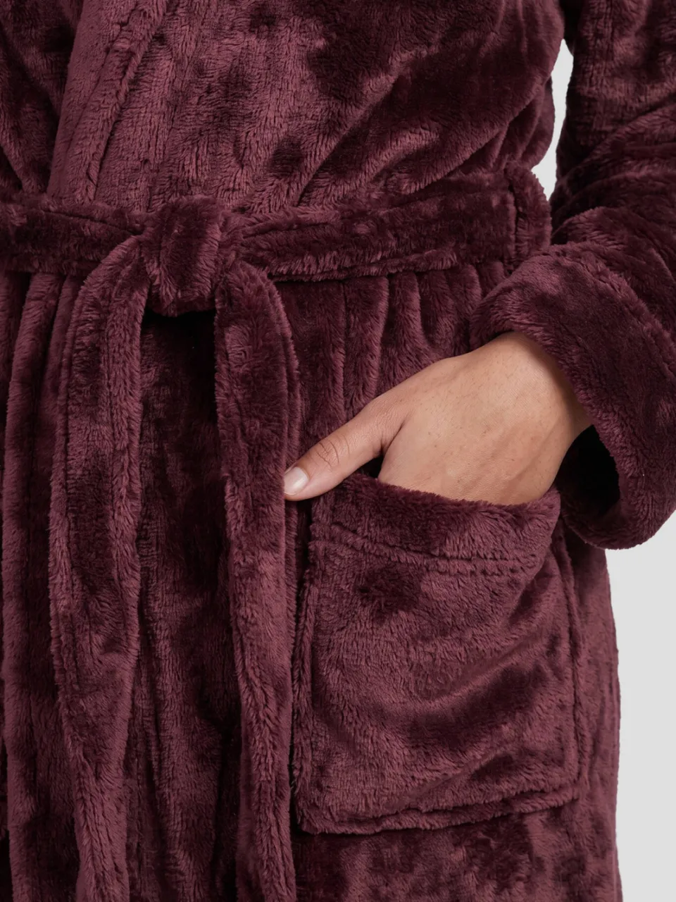 Lingadore fleece badjas - bordeaux, foto 4