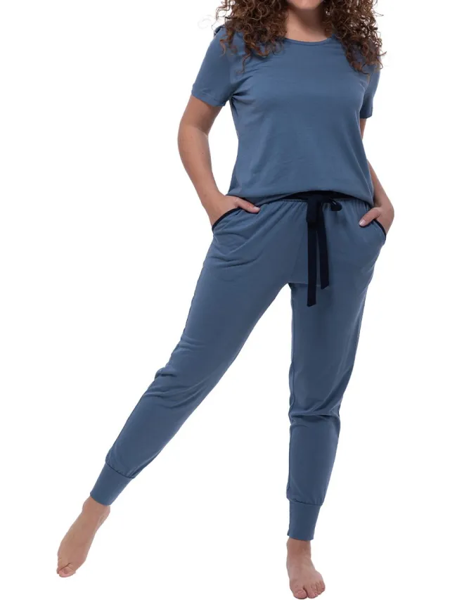 Ammann Dames pyjama Night & Home blauw